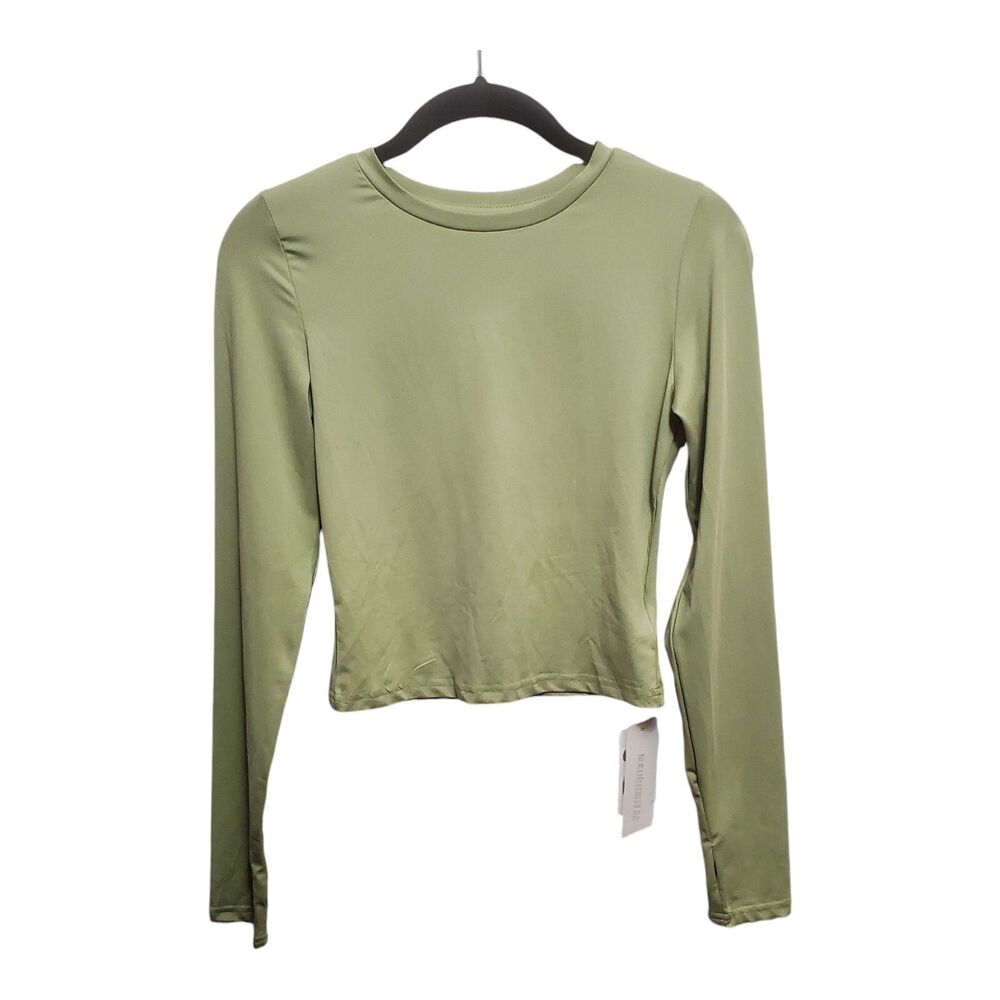 Commense Top Lime Green Size XS Long Sleeve Crew Neck Crop Activewear Yoga